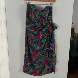 Vintage Silk Studio Multicolor Sweet Heart Cut Silk Dress Sz 12